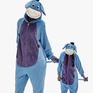 Adult Disney Blue and Purple Eeyore Onesie Costume - like new